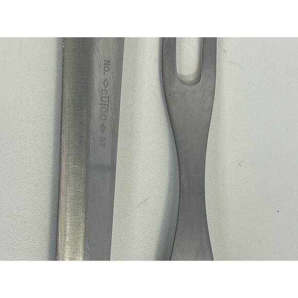 Vintage Quality Cutco #33 2 Piece Carving Set Fork Wooden Handles - Picture 4 of 5